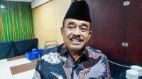 Sekretaris DPC PKB Kabupaten Blitar M Rifai diwawancarai usai kegiatan PKB Mendengar Minggu 7 12 2025
