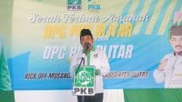 Ketua DPC PKB Kabupaten Blitar 2026-2031 M Rifai memberikan sambutan serah terima amanah pengurus pada Jumat 10-7-2026 M. Rifai Tegaskan PKB Perkuat Basis Ideologis Sambil Bidik Tambahan Kursi DPRD